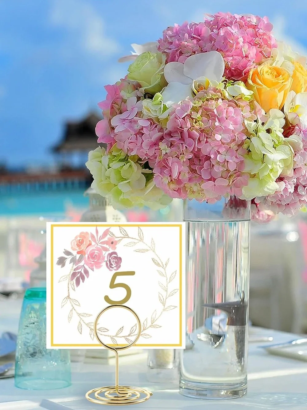 Gold Wire Spiral Place Card Holders - Set
